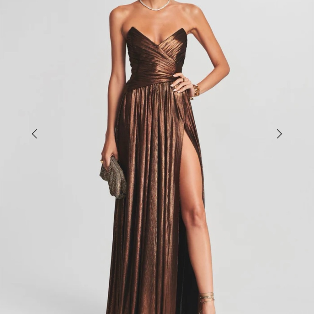 Retrofete Strapless Bronze Gown